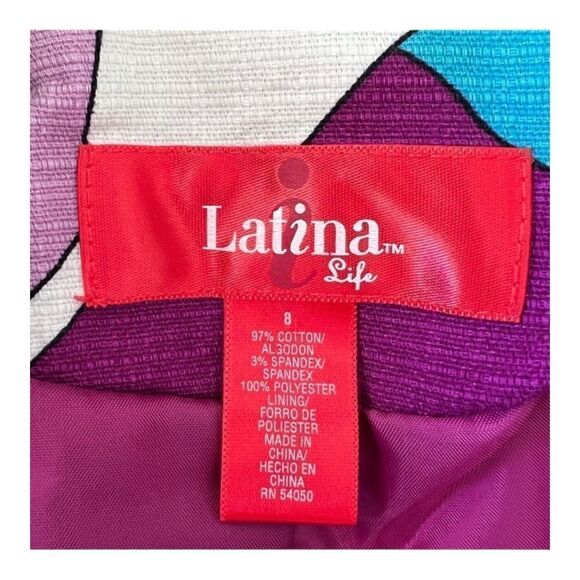 LATINA LIFE Blazer And Skirt Abstract Pop Art Multicolor, Size Jacket 8 Skirt 14 - Picture 8 of 9